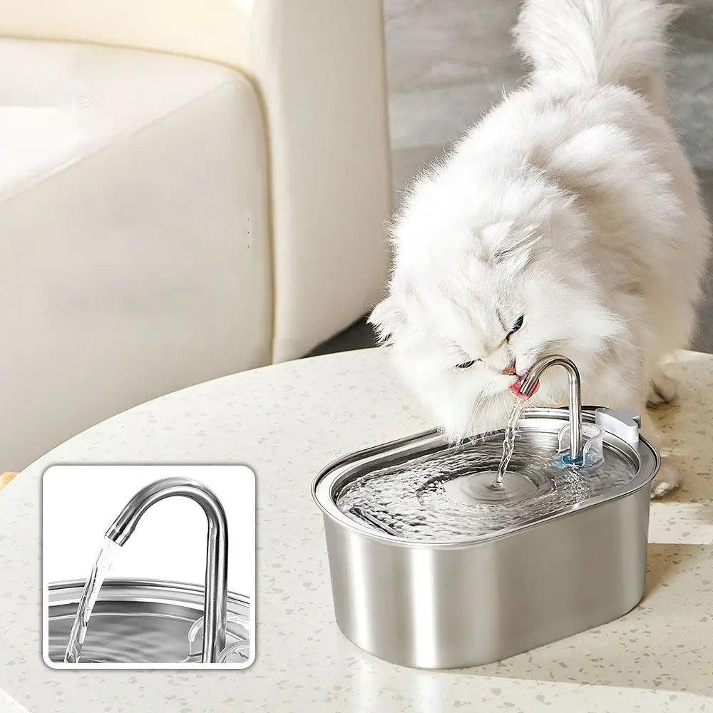 Fontaine à eau intelligente pour chat de 3,2 L, distributeur automatique d'eau pour animaux de compagnie, faible bruit, en acier inoxydable, grande capacité, pour les vacances