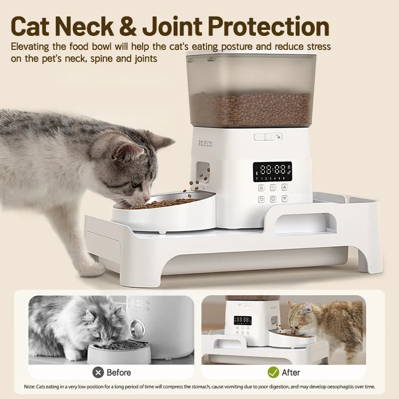 ROJECO Gamelle multifonction surélevée pour animaux de compagnie, mangeoire simple et double, distributeur de nourriture à hauteur réglable pour chats et chiens